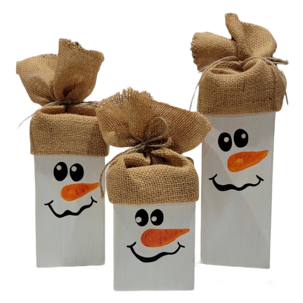 Snowman crafted Christmas blocks